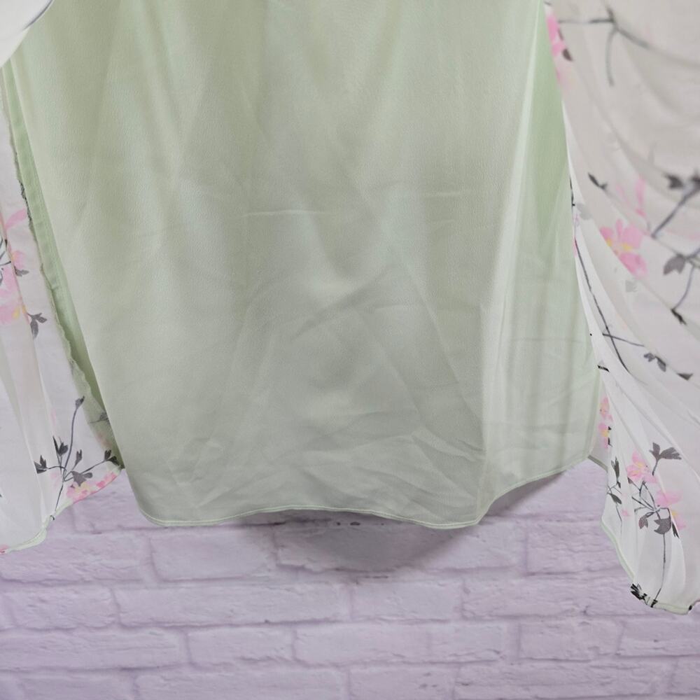 MS Self-Portrait Green Floral Pleat Mini Dress Women Size 2 NWT Sweetheart Cute - Picture 5 of 15